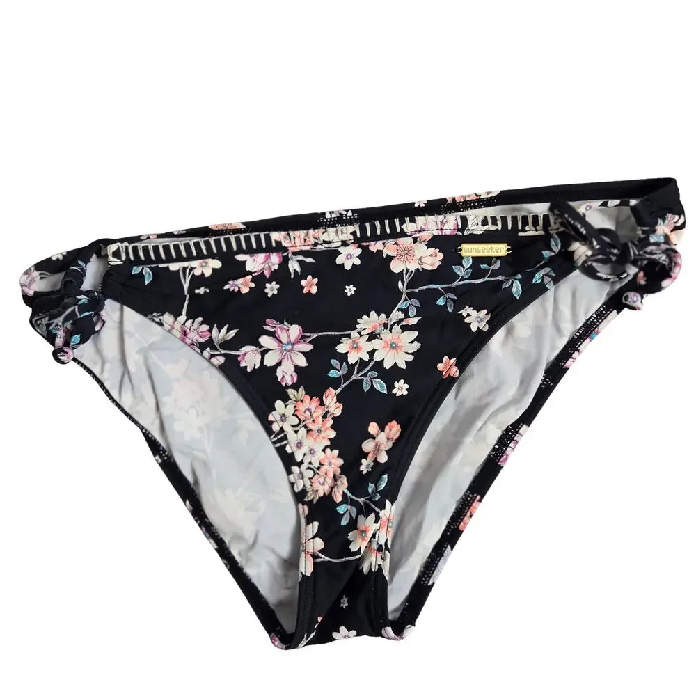 Sunseeker Australia Matching Black Floral Swim Vacation Bikini Set | 34D & M